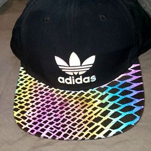 Reflective Adidas hat.